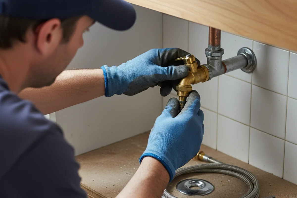 Shutoff valve and fitting work during Burst Pipe Repair in Russell